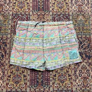 Bleu Ice Men's VTG 80s 90s Geometric Aztec Print Swim Trunks Shorts Size L logo